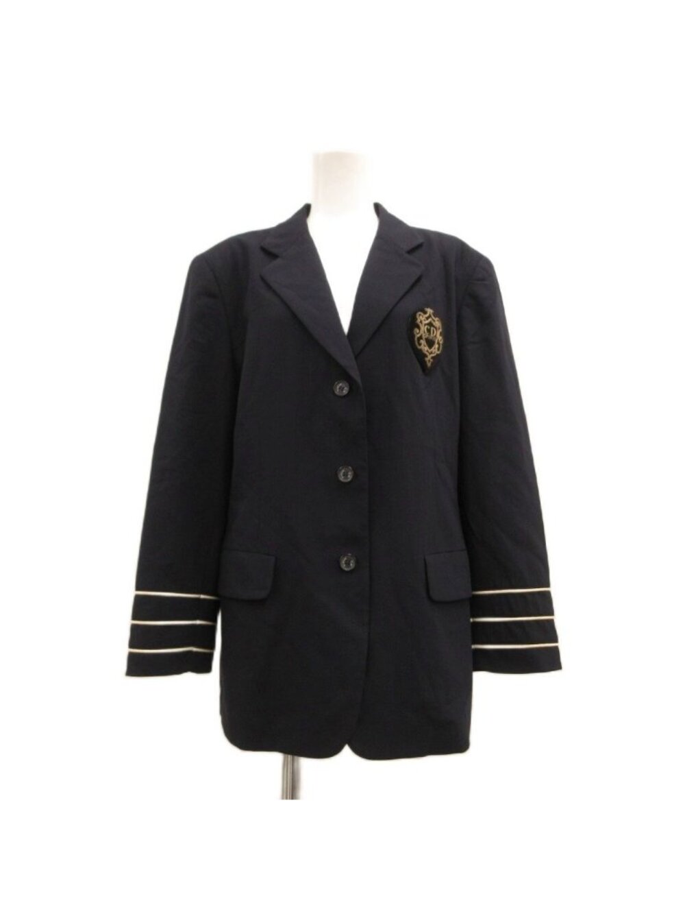 Dior Sport Vintage Tailored Jacket Dark Navy Wool Single Line Design Emblem M